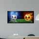 Water drops and fire flames around soccer ball on the background Wall Mural