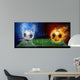Water drops and fire flames around soccer ball on the background Wall Mural