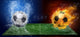 Water drops and fire flames around soccer ball on the background Wall Mural