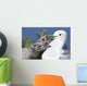 Close Up Of A Mew Gull With Two Hungry Chicks Wall Mural
