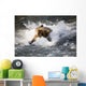 Brown Bear Dives Into Brooks River For Salmon Wall Mural