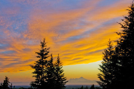 Sunset Clouds Blaze Orange Over Iliamna Volcano As Seen From The Hills Wall Mural