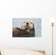 Female Sea Otter Holding Newborn Pup Out Of Water Wall Mural