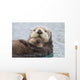 Female Sea Otter Holding Newborn Pup Out Of Water Wall Mural