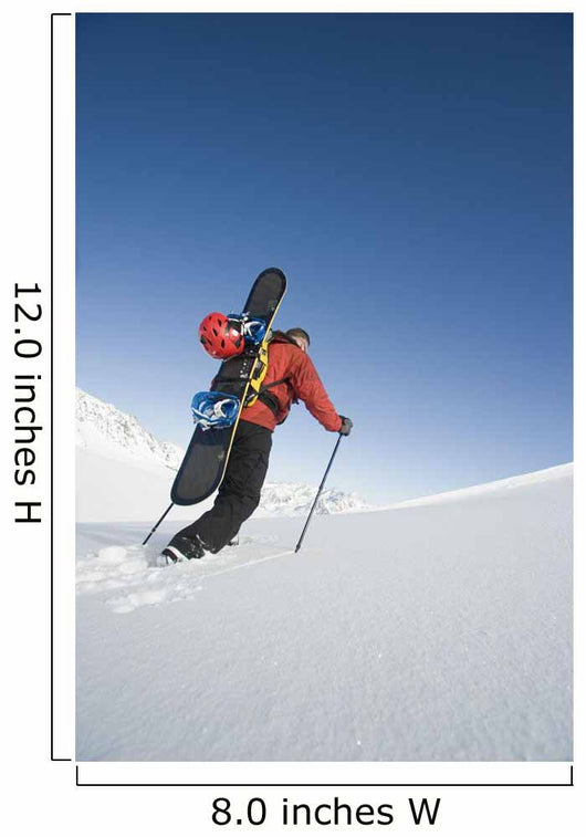 Man Backcountry Snowshoeing While Carrying A Snowboard Wall Mural