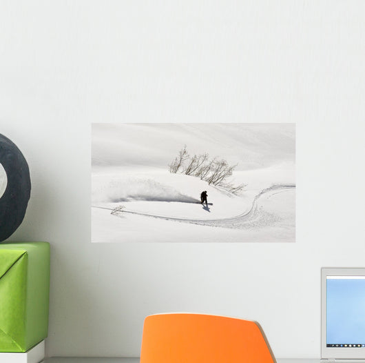 A Backcountry Snowboarder Carving In Turnagain Pass Wall Mural