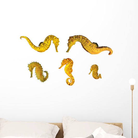 Yellow Seahorses Wall Decal Sticker Set