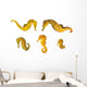 Yellow Seahorses Wall Decal Sticker Set