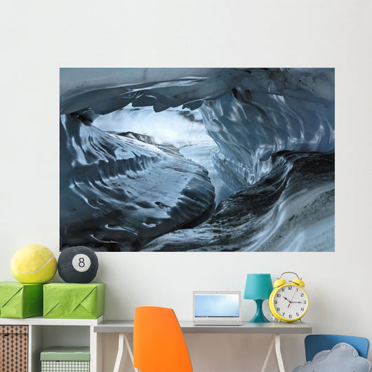 A Water Channel Cuts A Tunnel Through The Ice Of The Matanuska Glacier Wall Mural