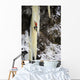 Woman Ice Climber Ascends A Large Icefall In Southcentral Alaska Wall Mural