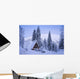 Scenic Winter View Of An A-Frame Home With The Chugach Mountains Wall Mural