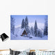 Scenic Winter View Of An A-Frame Home With The Chugach Mountains Wall Mural