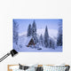 Scenic Winter View Of An A-Frame Home With The Chugach Mountains Wall Mural