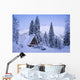 Scenic Winter View Of An A-Frame Home With The Chugach Mountains Wall Mural