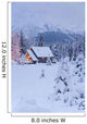 Snowcovered Home In A Wintry Meadow At Dawn With Inside Lights On Wall Mural