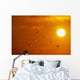 Swans Flying At Sunset Composite Wall Mural