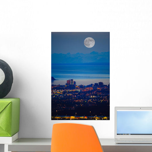 Anchorage Skyline At Sunset With The Cook Inlet In The Background Wall Mural