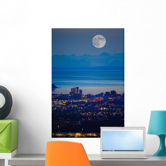 Anchorage Skyline At Sunset With The Cook Inlet In The Background Wall Mural
