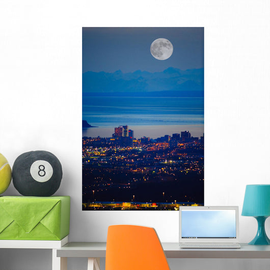 Anchorage Skyline At Sunset With The Cook Inlet In The Background Wall Mural