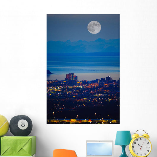 Anchorage Skyline At Sunset With The Cook Inlet In The Background Wall Mural