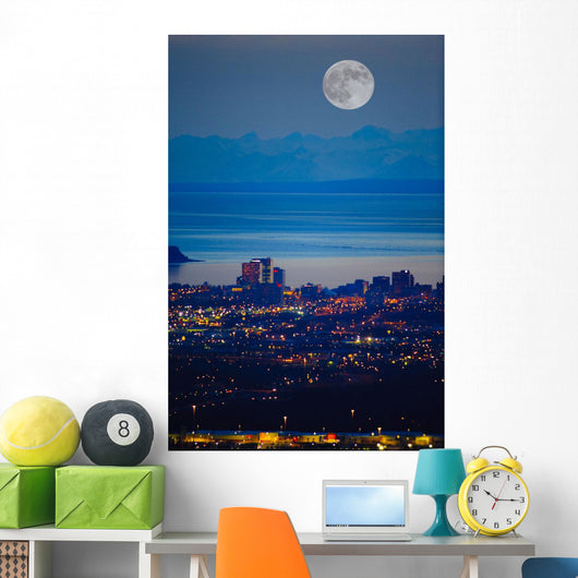 Anchorage Skyline At Sunset With The Cook Inlet In The Background Wall Mural