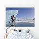 Woman Fat Tire Mountain Biking On Ice At The Knik Glacier Wall Mural