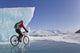 Woman Fat Tire Mountain Biking On Ice At The Knik Glacier Wall Mural