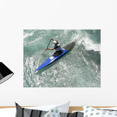 Canoeing Seen from above Wall Mural shown on a wall