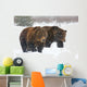 A Pair Of Adult Brown Bears Walk Through Falling Snow Wall Mural