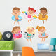 Happy Childrens Dressed Rubber Wall Decal Sticker Set