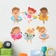 Happy Childrens Dressed Rubber Wall Decal Sticker Set