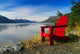 Red Adirondack Chair, Turnagain Arm, Southcentral Alaska Wall Mural
