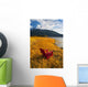 Red Adirondack Chair With Chugach Mountains Wall Mural