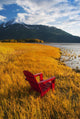 Red Adirondack Chair With Chugach Mountains Wall Mural