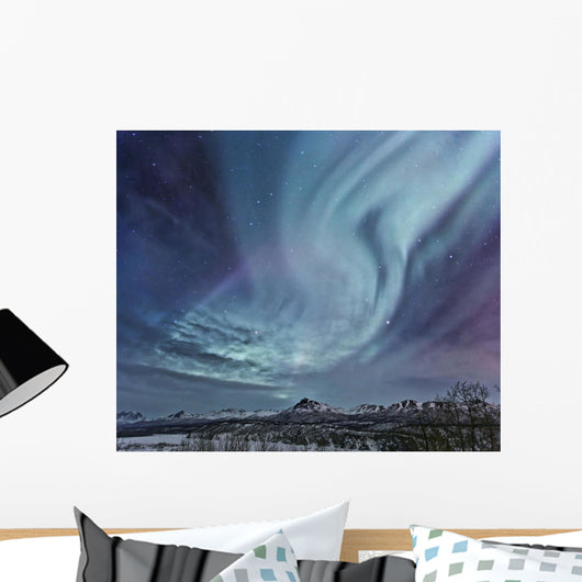 Composite Northern Lights Over The Talkeetna Mountains Wall Mural