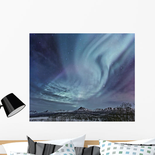 Composite Northern Lights Over The Talkeetna Mountains Wall Mural