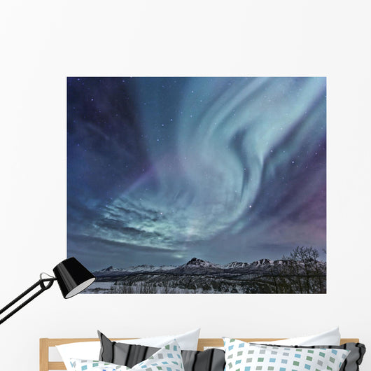 Composite Northern Lights Over The Talkeetna Mountains Wall Mural