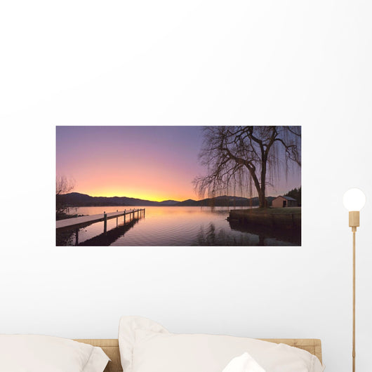 Sunrise Over A Dock In Lake Whatcom During Winter Wall Mural
