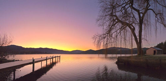 Sunrise Over A Dock In Lake Whatcom During Winter Wall Mural