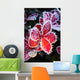 Macro Of Ice Crystals On The Red Leaves Of A Blueberry Plant Wall Mural