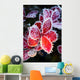 Macro Of Ice Crystals On The Red Leaves Of A Blueberry Plant Wall Mural