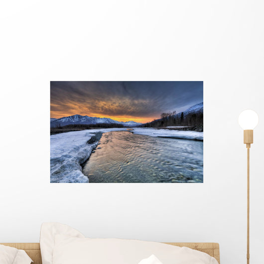 Morning Light Over The Chugach Mountains And Hunter Creek Wall Mural