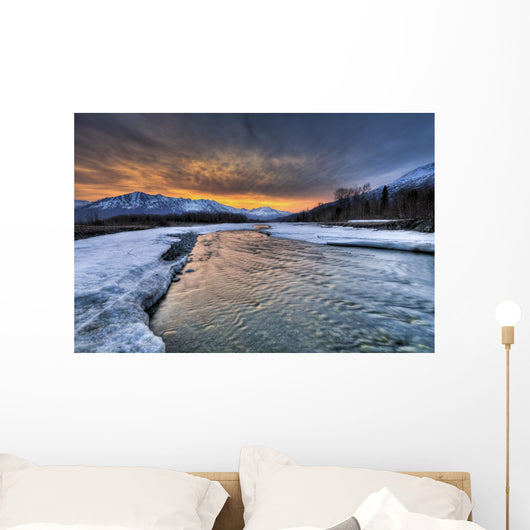 Morning Light Over The Chugach Mountains And Hunter Creek Wall Mural