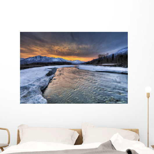 Morning Light Over The Chugach Mountains And Hunter Creek Wall Mural