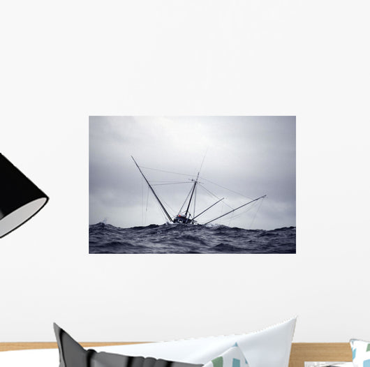 Salmon Troller Fishes In Stormy Seas During Summer Wall Mural