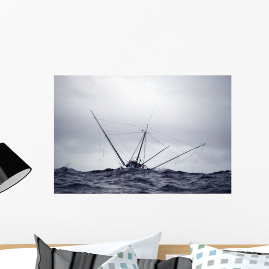 Salmon Troller Fishes In Stormy Seas During Summer Wall Mural