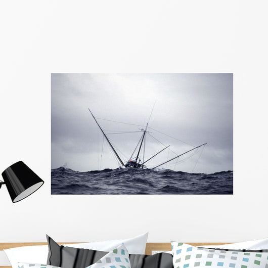 Salmon Troller Fishes In Stormy Seas During Summer Wall Mural