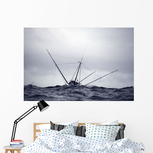 Salmon Troller Fishes In Stormy Seas During Summer Wall Mural