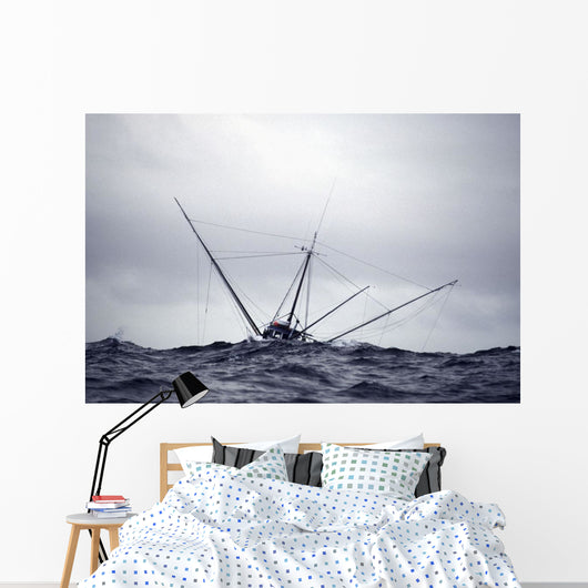 Salmon Troller Fishes In Stormy Seas During Summer Wall Mural