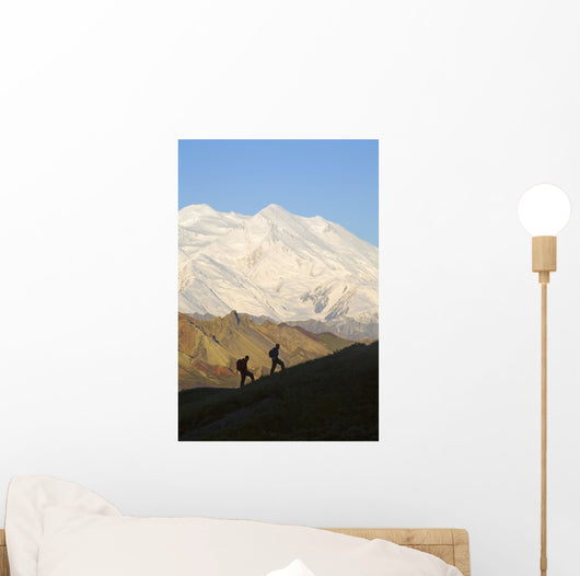 Two Hikers View Mckinley At Grassy Pass Wall Mural